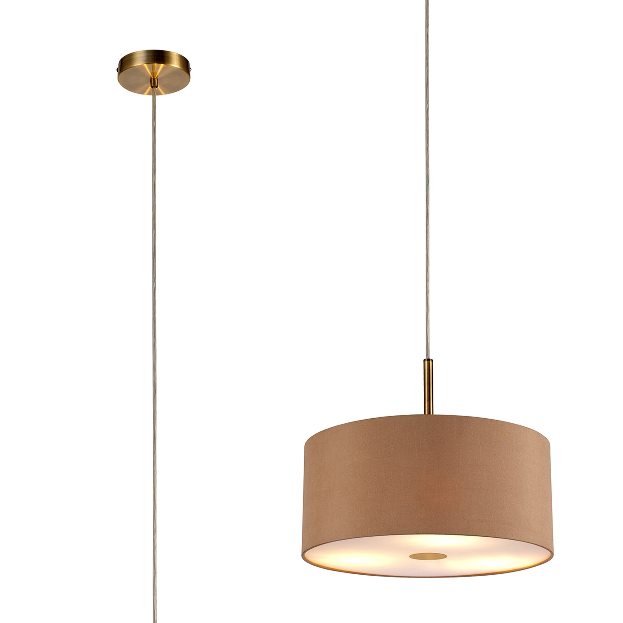 Baymont 40cm 3 Light Pendant Antique Brass, Antique Gold/Ruby, Frosted Diffuser